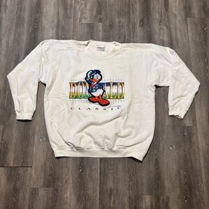 Vintage 90s Disney Donald Duck Crewneck Sweatshirt Size M White Made In USA